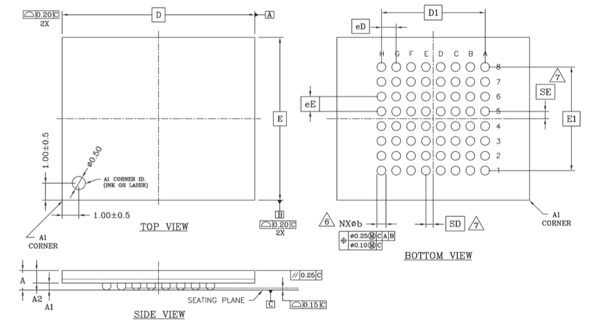 Outline Dimensions of S29GL256N11FFI020