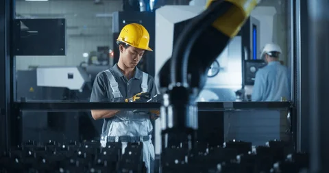 an engineer reviewing electronic components with a checklist