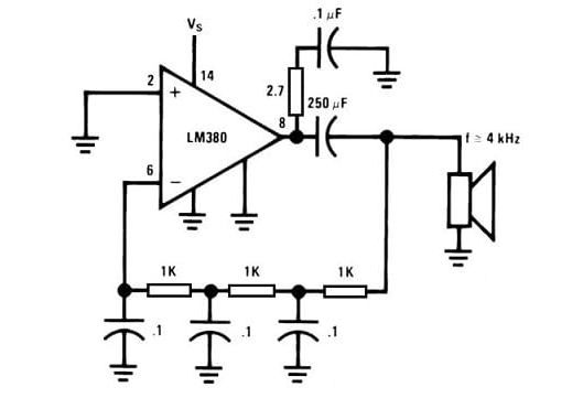 Phase Shift Oscillator Circuit with LM380 IC