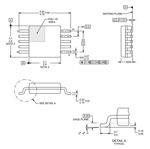 2D Model and Dimensions of ADS1115