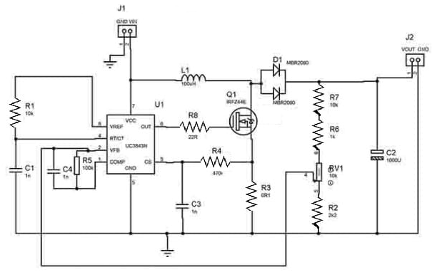 DC to DC Boost Converter with UC3843 IC